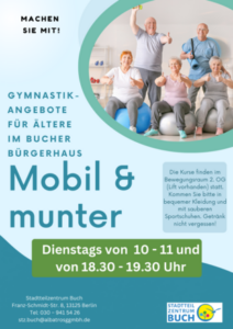 Stadtteilzentrum: Gymnastikangebote für Ältere @ Bucher Bürgerhaus, 2. OG, Sportraum